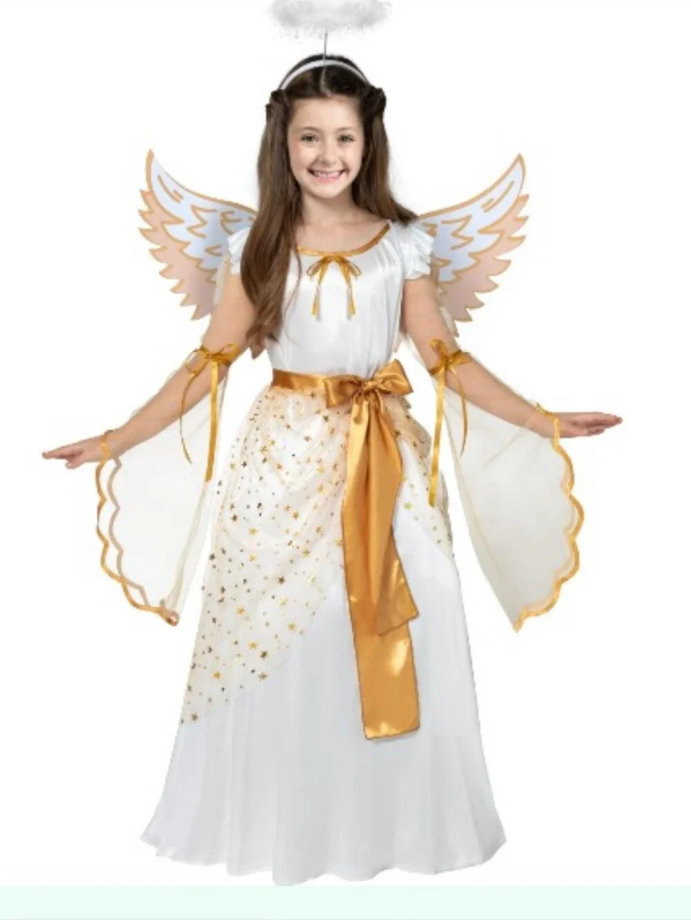 Spooktacular Creations Halloween Angel Costume for Girls, Golden White Angel